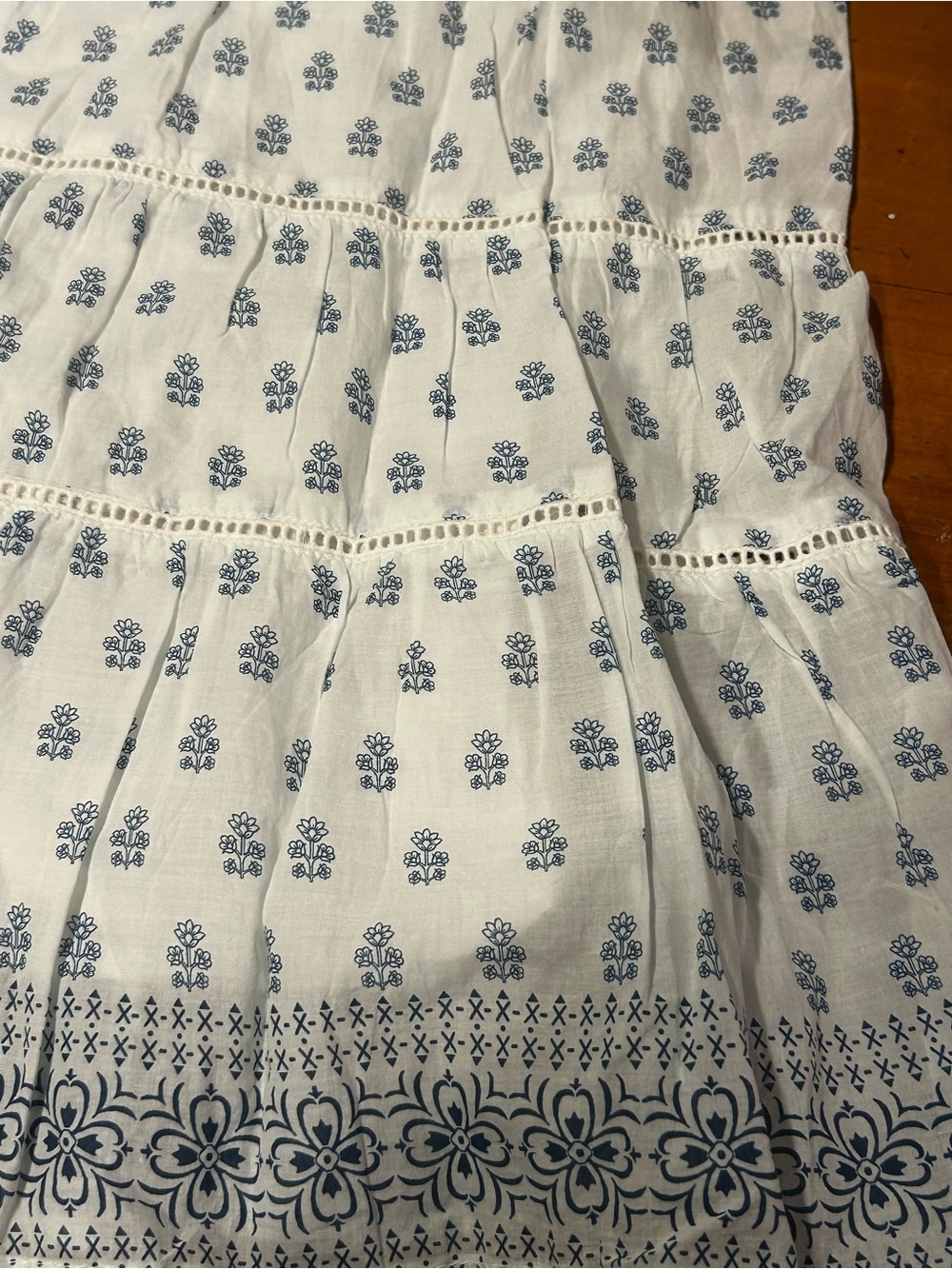 eShakti Cotton Dress NWOT blue Indian floral block print maxi voile-lined 16w - Picture 5 of 16